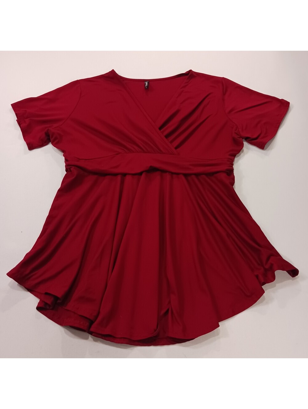 Allegrace Women’s Red Stretch Short Sleeve Casual Top Blouse Size 1X
